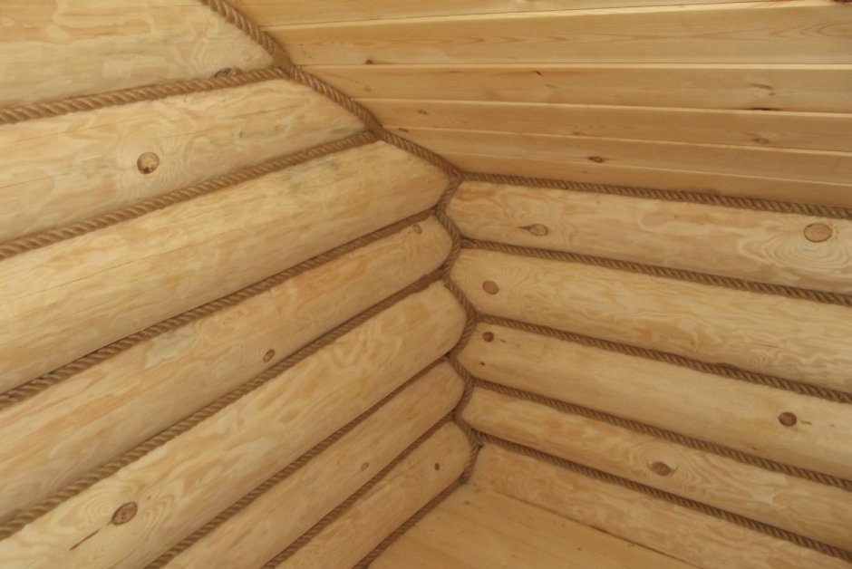Джутовый канат в деревянном доме