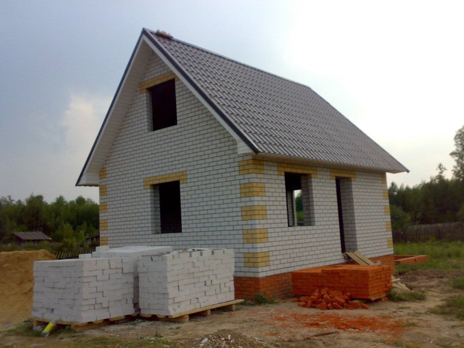 Баня 6х6 двухэтажная газобетон