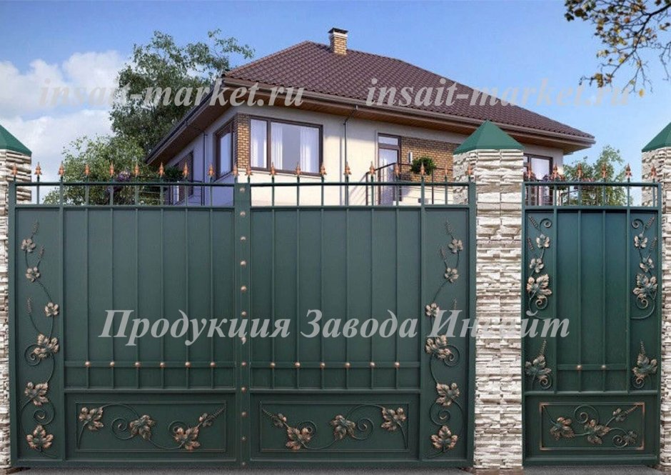 Ворота откатные кованые лоза