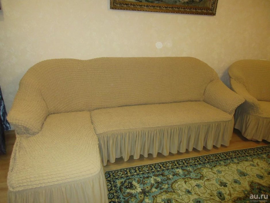 Чехол на угловой диван в разложенном виде