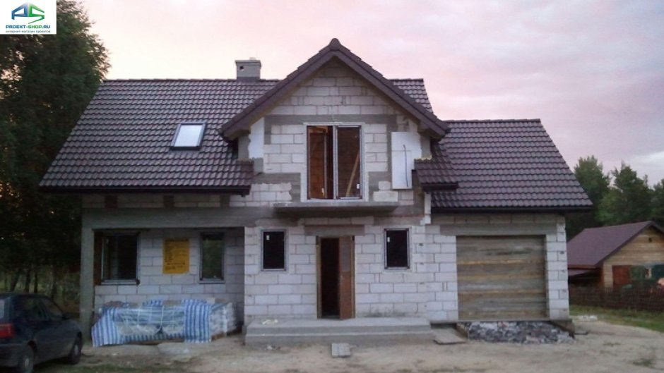 Дом из газосиликатных блоков с мансардой