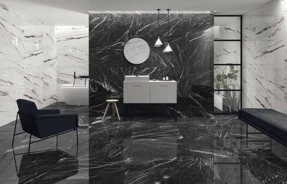 Nero Marquina керамогранит черный 60x120 глянцевый