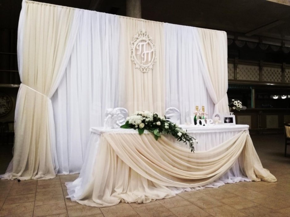 Украшение зала на свадьбу в белом цвете