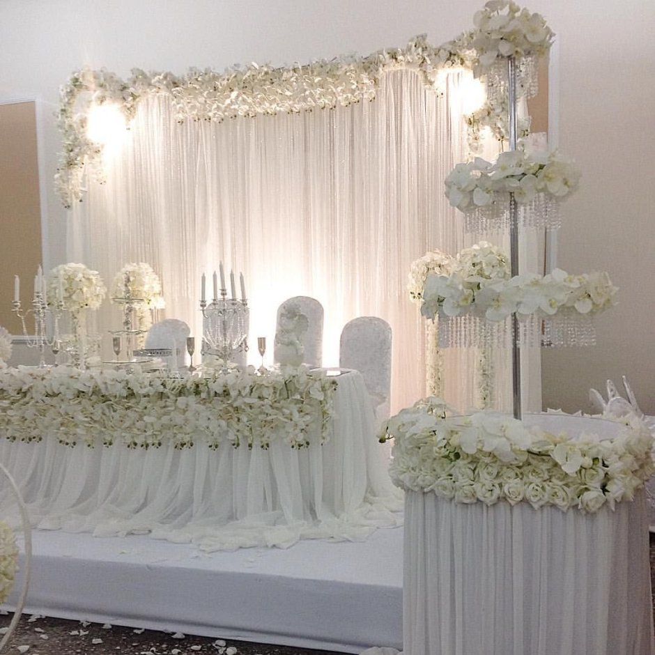 Шикарный свадебный стол жениха и невесты