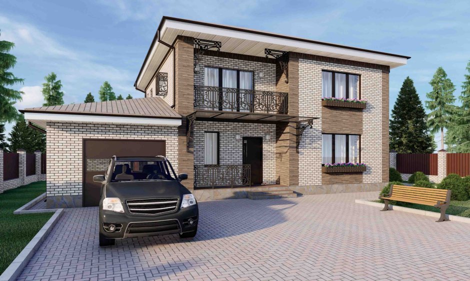 Двухэтажный дом с гаражом
