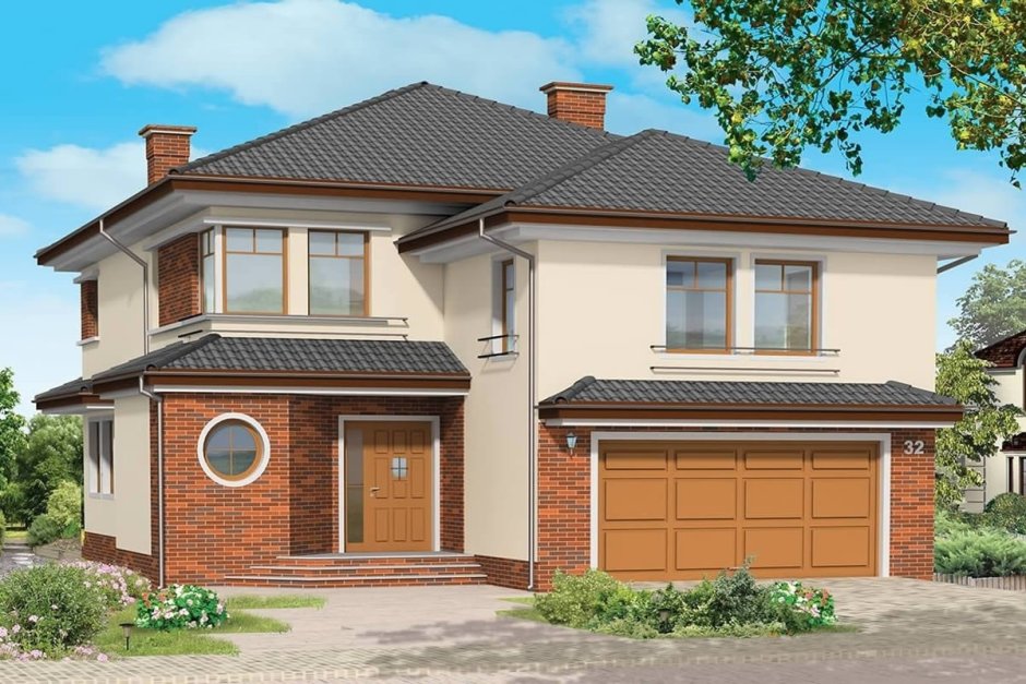 Двухэтажный дом с гаражом