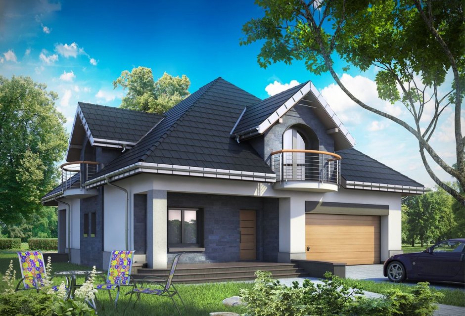 Дом с мансардой и гаражом до 100 кв.м