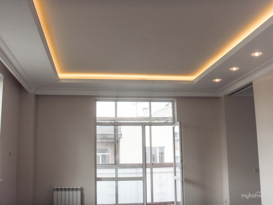Двухуровневый потолок из гипсокартона с подсветкой