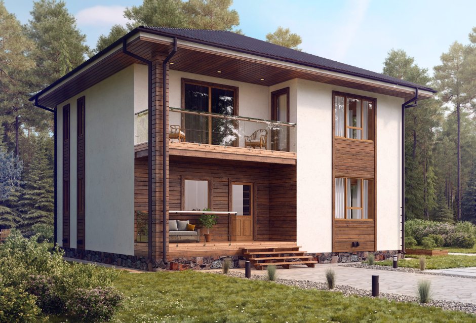 Двухэтажный каркасный дом