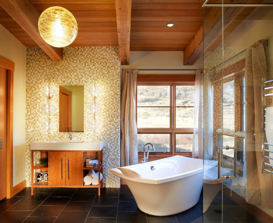 Стильные Ванные комнаты в деревянном доме
