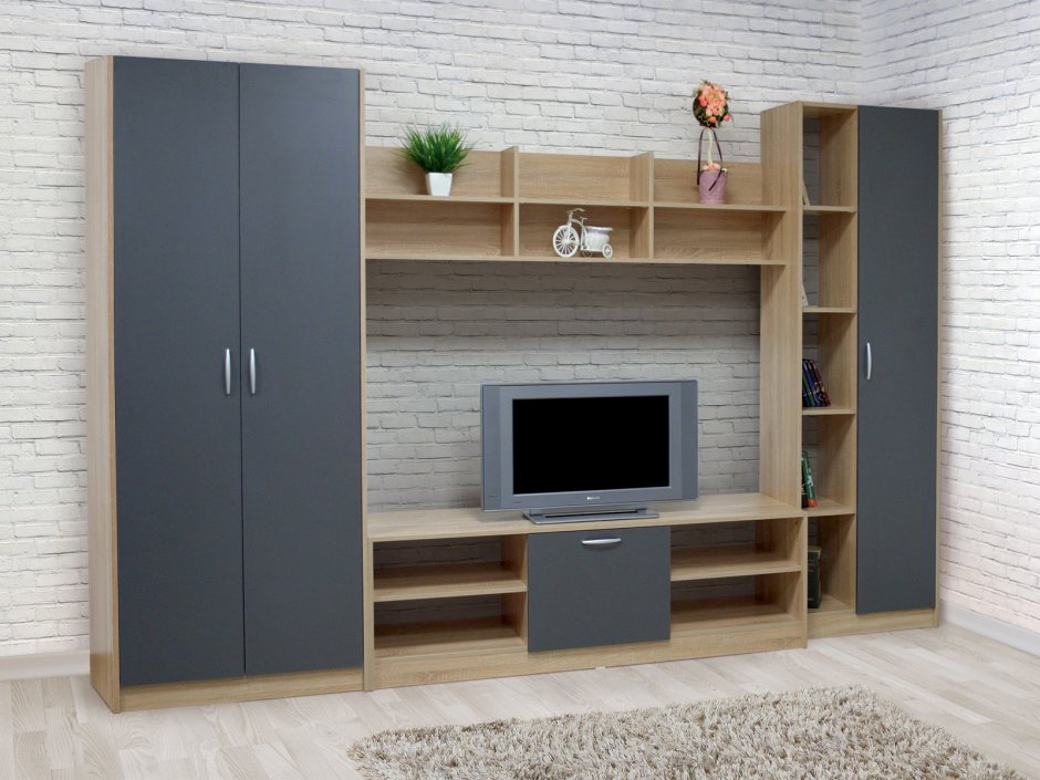 Гостиная "Рио" (дуб сонома) 2,6м - Евромебель