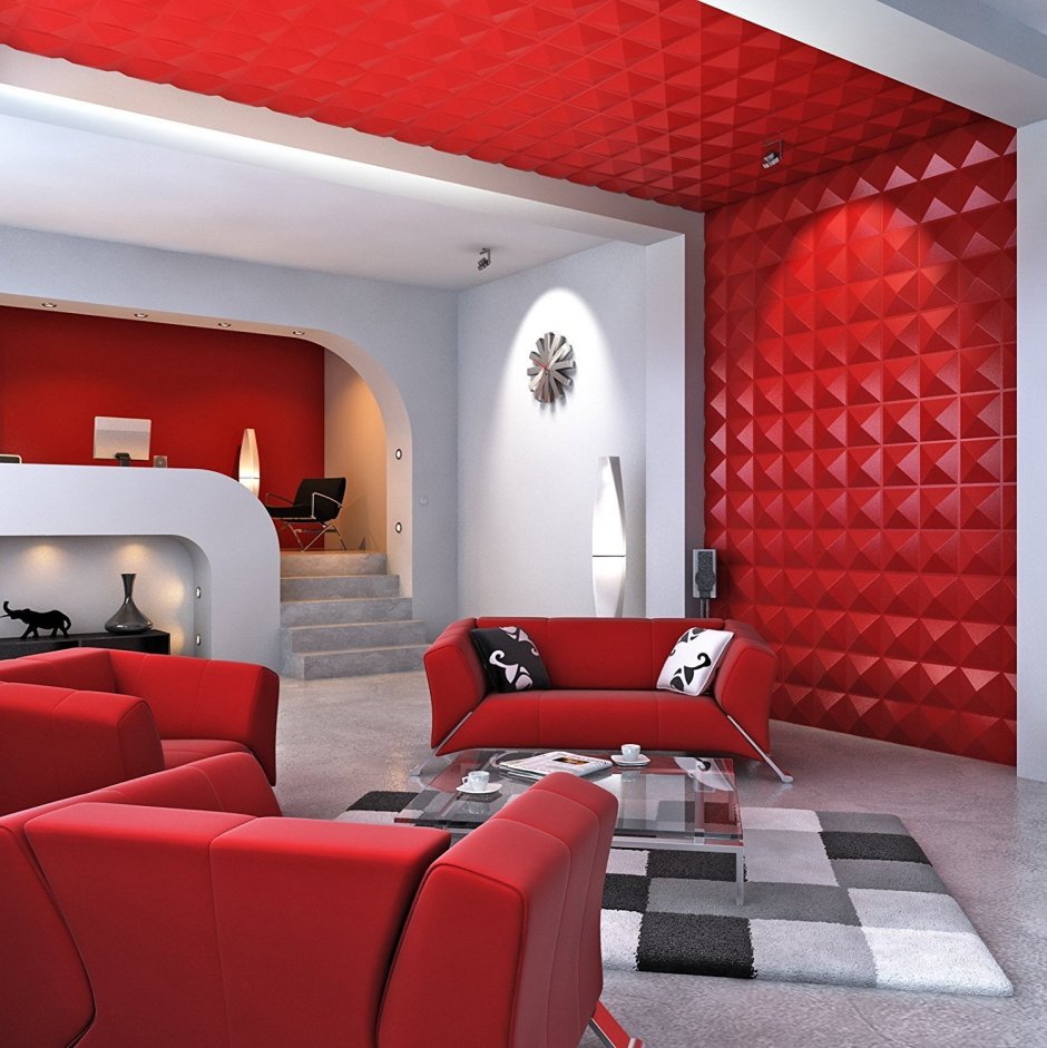 Комната с красными элементами