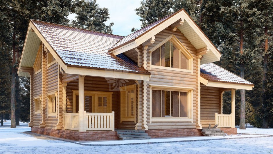Дом Скандинавия из оцилиндрованного бревна