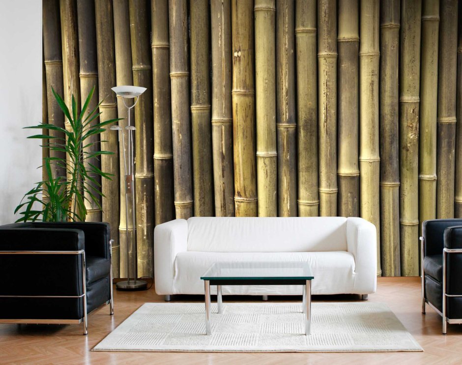 Декор бамбуковыми обоями