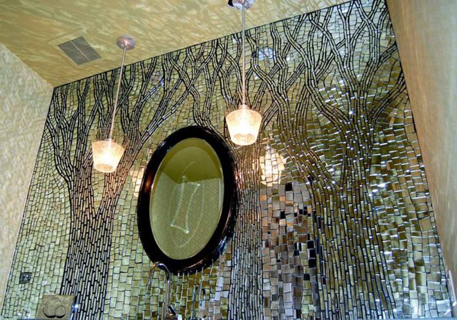 Мозаичное зеркало в интерьере