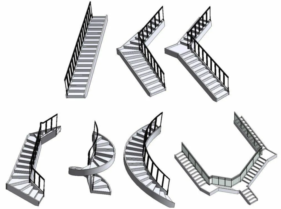 Revit забежная лестница
