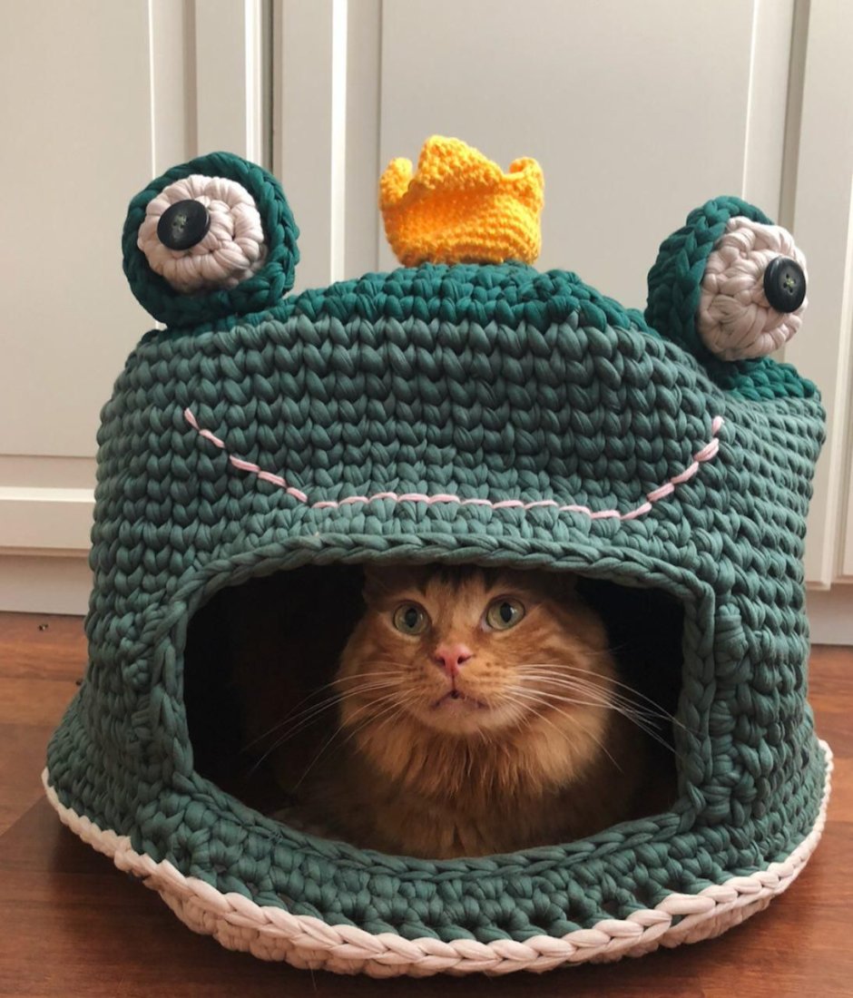 Кошачий домик крючком