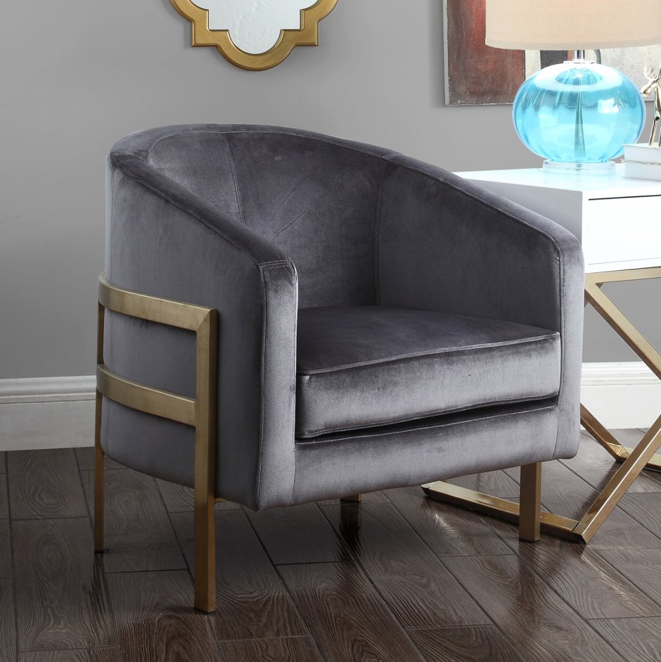 Wide Velvet Barrel Chair