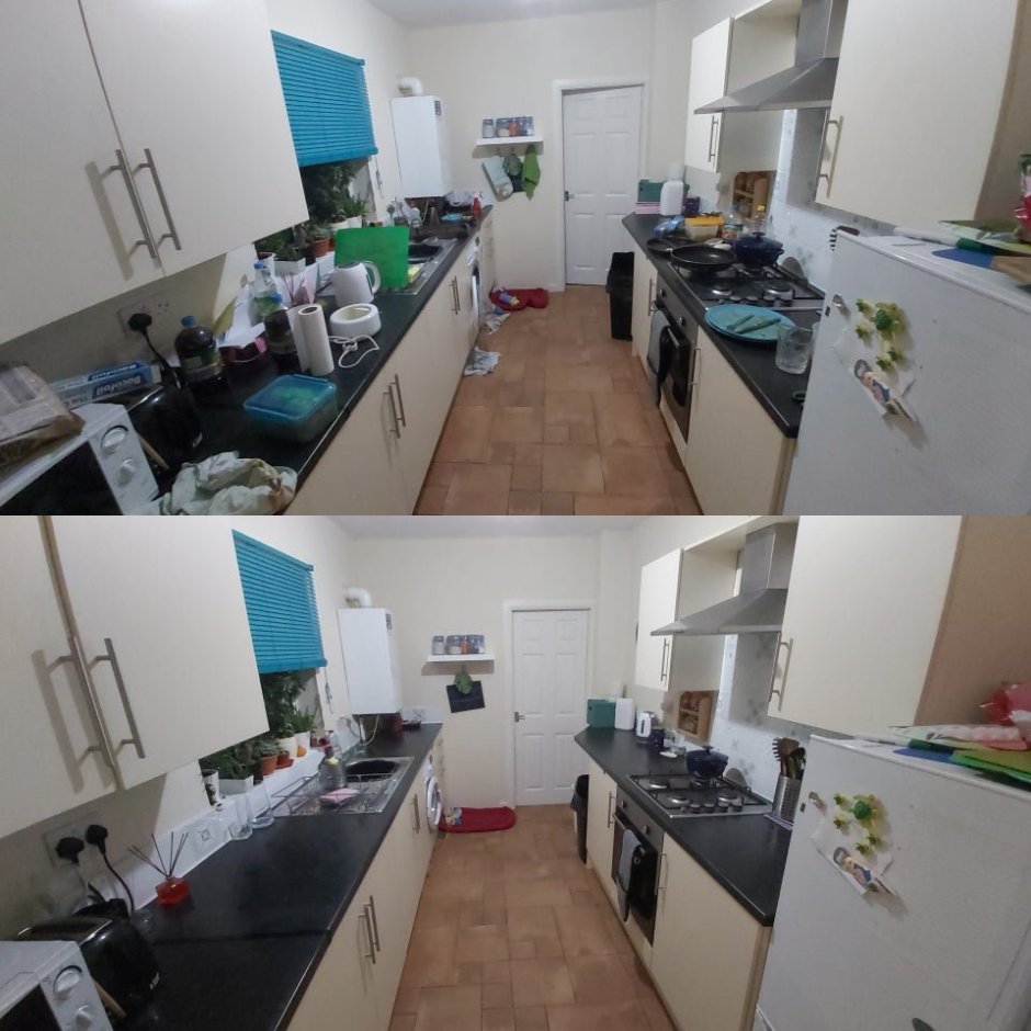 Уборка кухни до и после