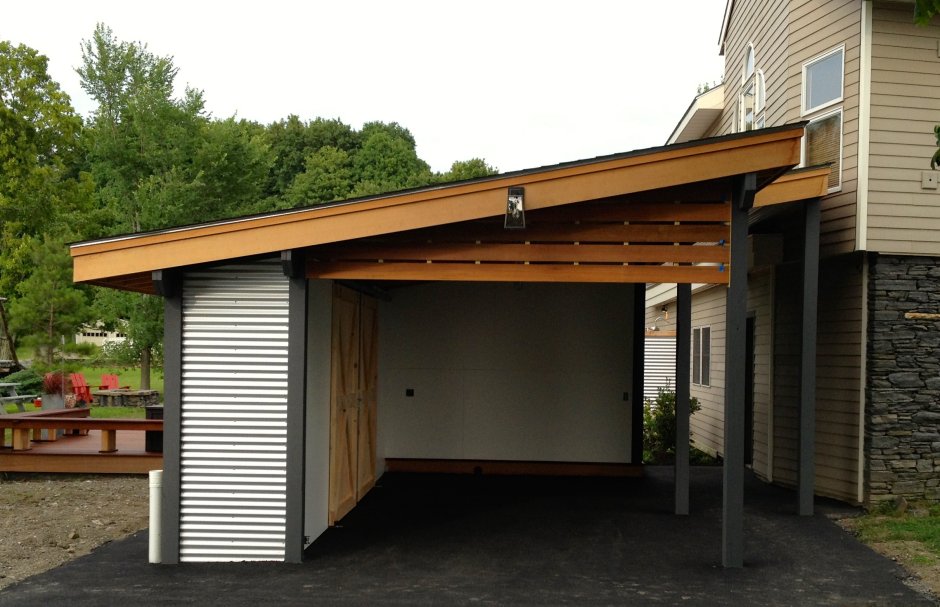 Крыша гаража с навесом