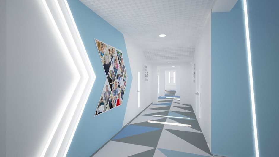 Оформление стен в начальной школе в коридоре дизайн