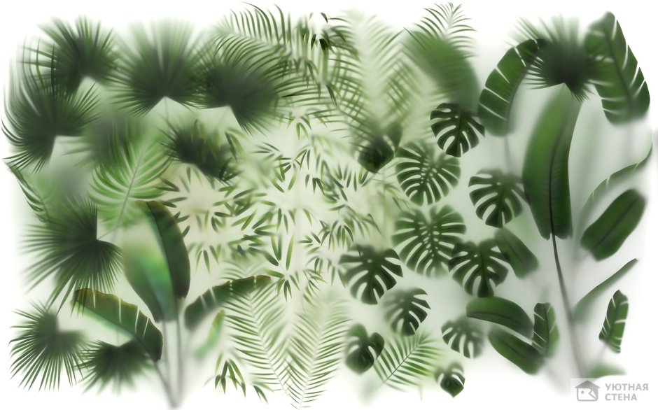 Матовая стекло с тропическими листьями