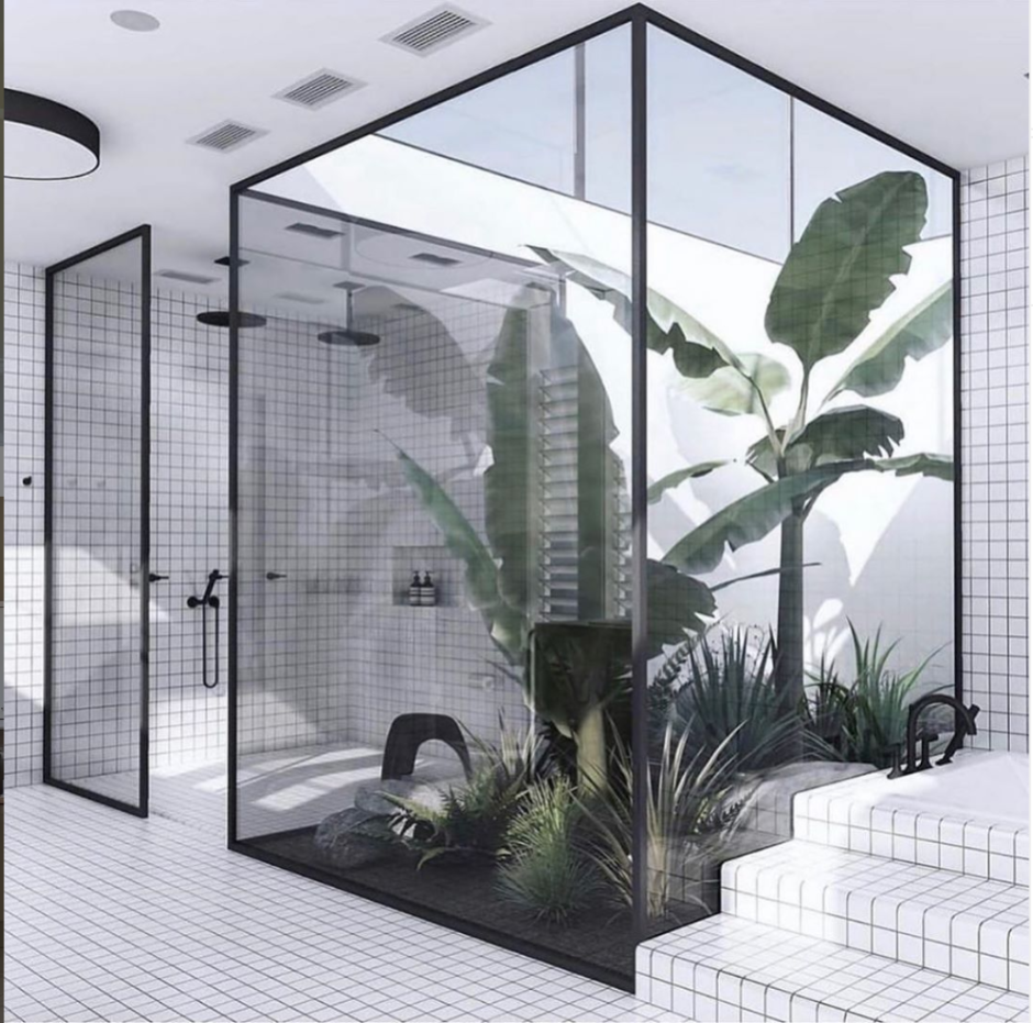 Ванная комната с оранжереей