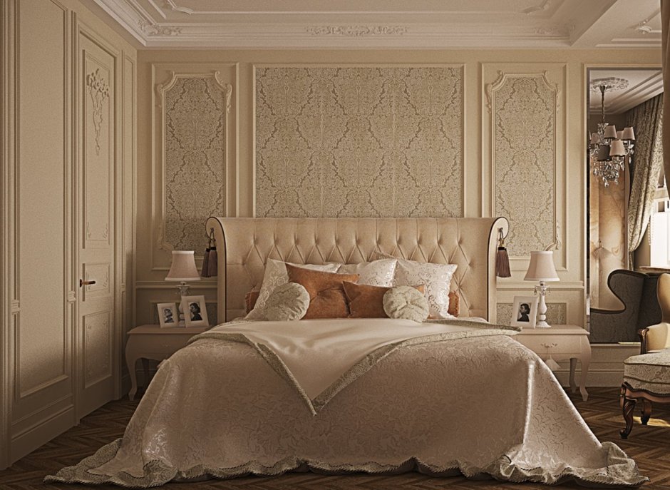 Стена классика спальня