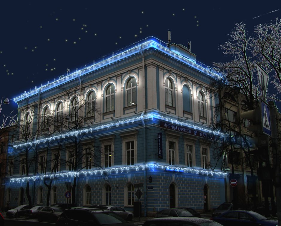 Контур ажурная подсветка здания
