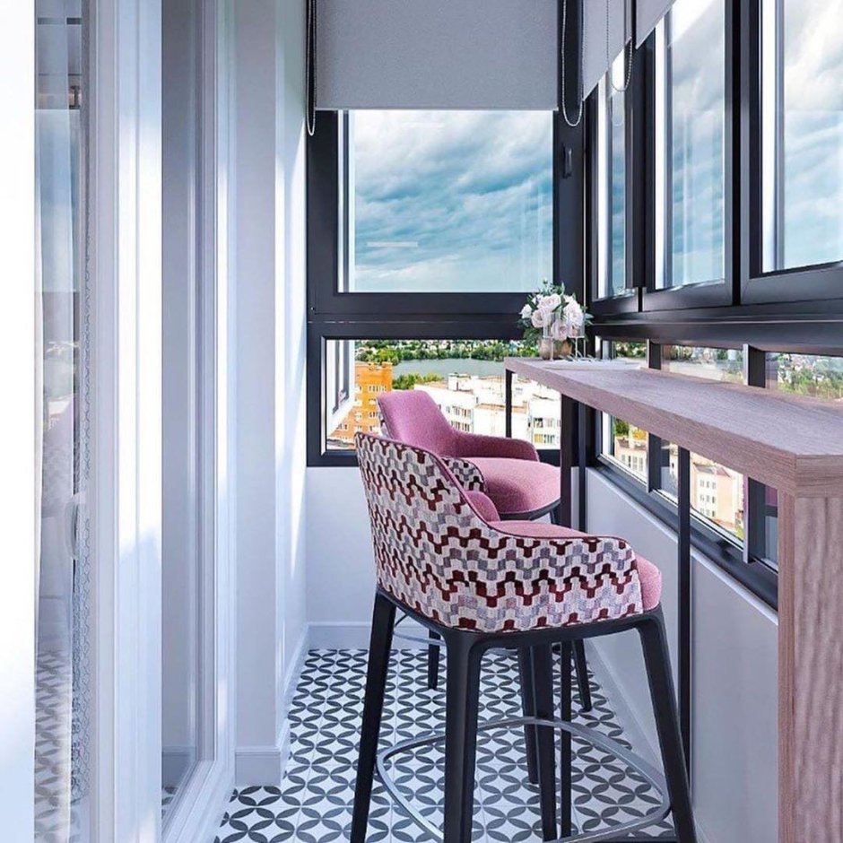 Сочетание с серым цветом в интерьере балкона