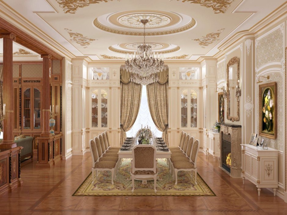 Интерьер классической гостиной в дворцовом стиле