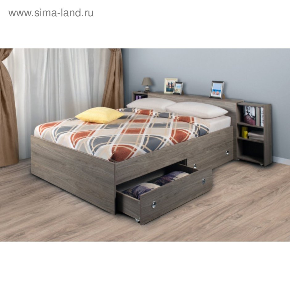 Кровать с выкатными тумбами и ящиками каприз 1