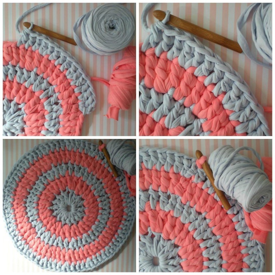 Вязаные коврики крючком из пряжи