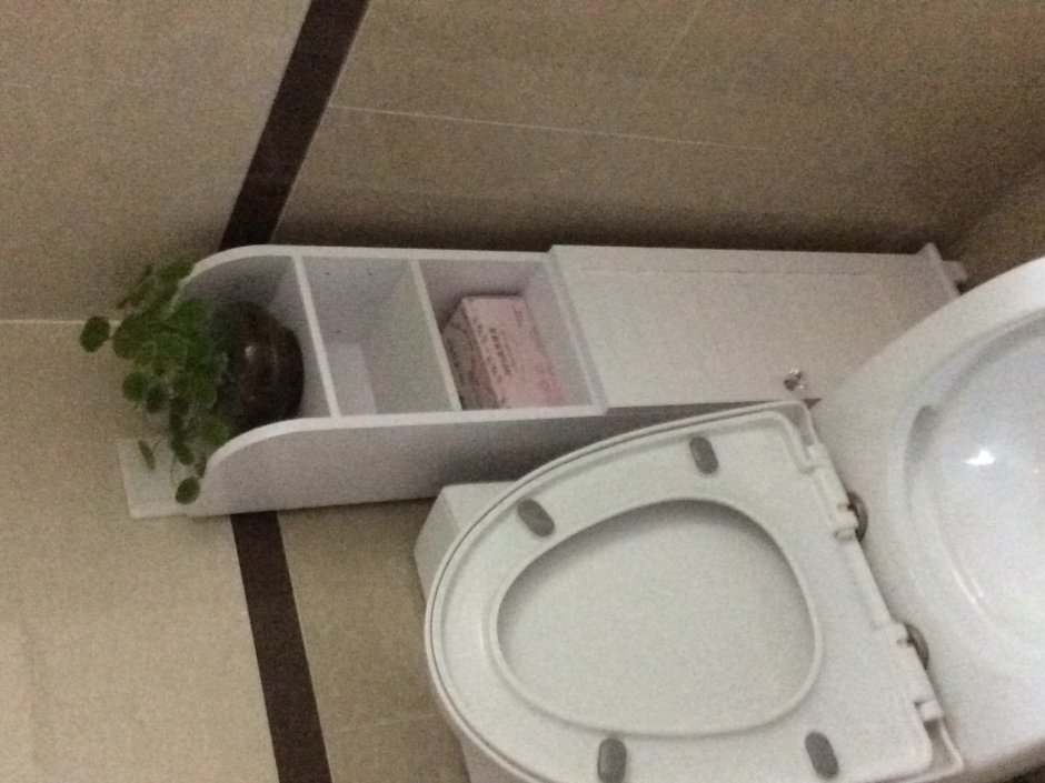 Навесной шкаф в туалете за унитазом