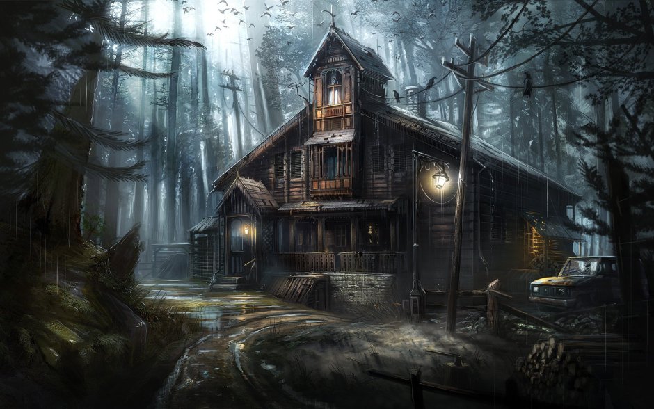 Мрачный дом в лесу