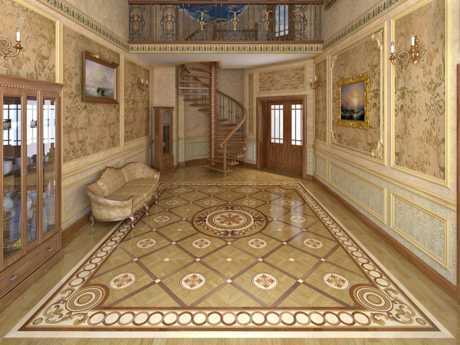 Художественный паркет в коридоре