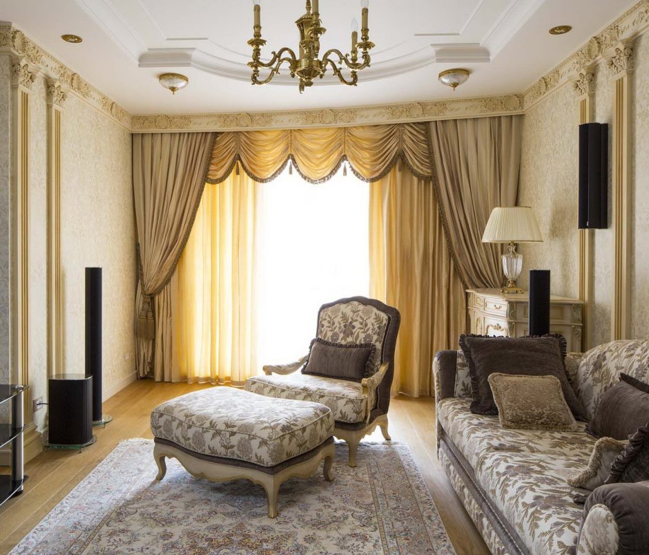 Портьеры в гостиную в классическом стиле