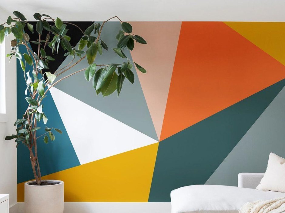 Яркие обои для стен с геометрическим рисунком