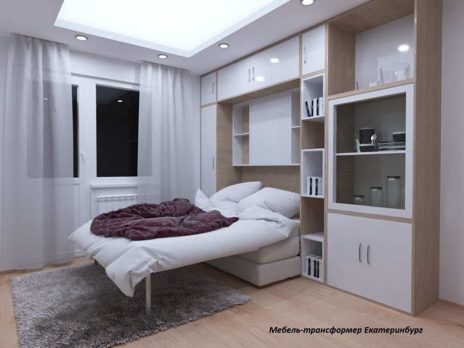 Шкаф кровать в интерьере однокомнатной квартиры