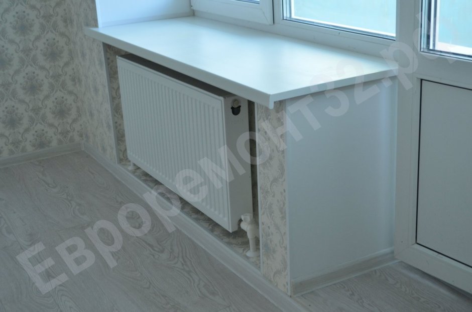 Подоконник с коробом для батареи