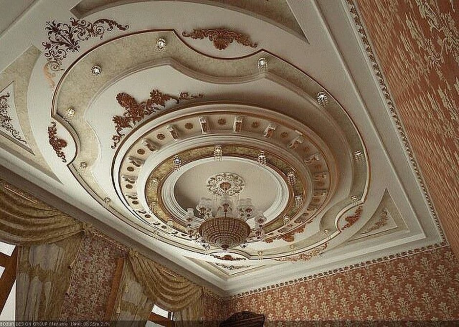 Фигурный потолок в стиле классика