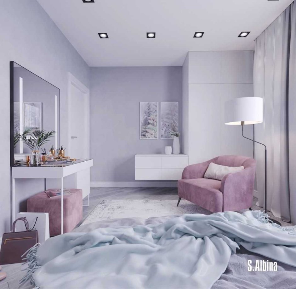 Спальная комната в пастельных тонах
