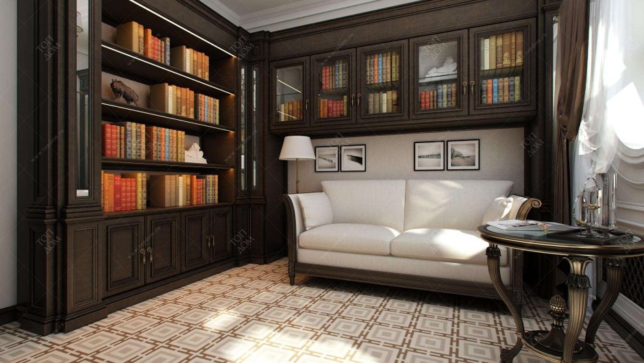 Книжный шкаф с диваном