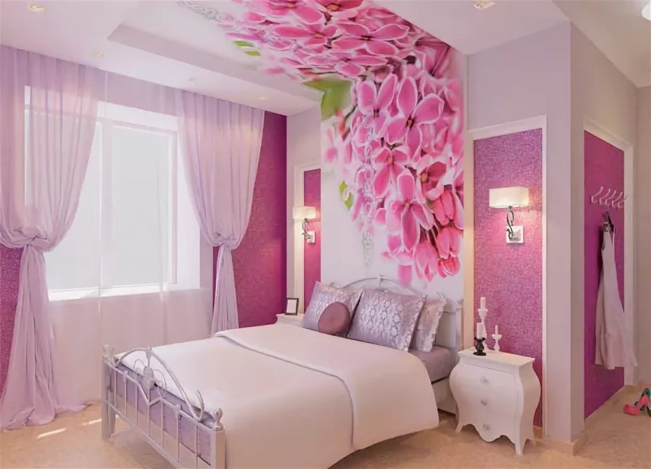 Спальня розовая в современном стиле