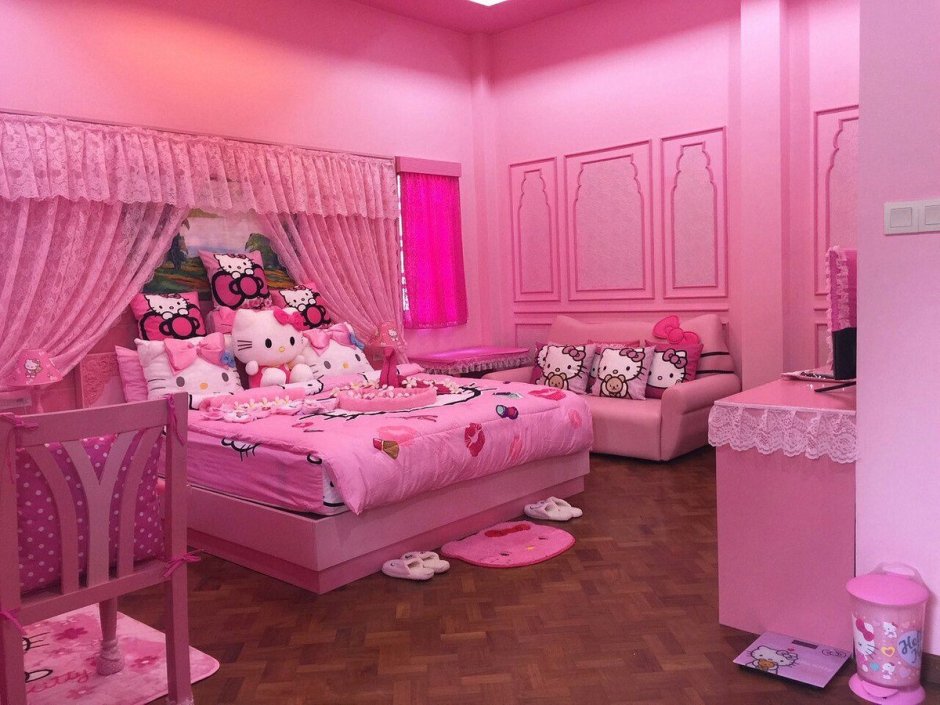 Розовый комната для девочек Хеллоу Китти