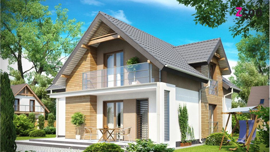 Дом с мансардой и террасой и гаражом 150м2