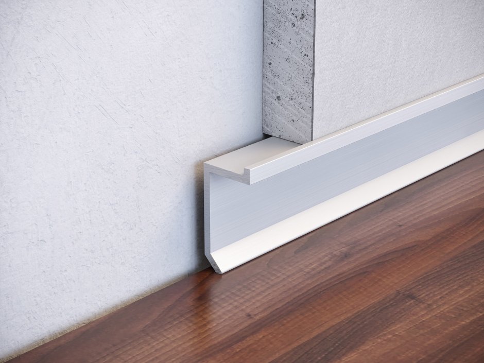 Алюминиевый плинтус скрытого монтажа p1-20 анодированный 20x10x2500