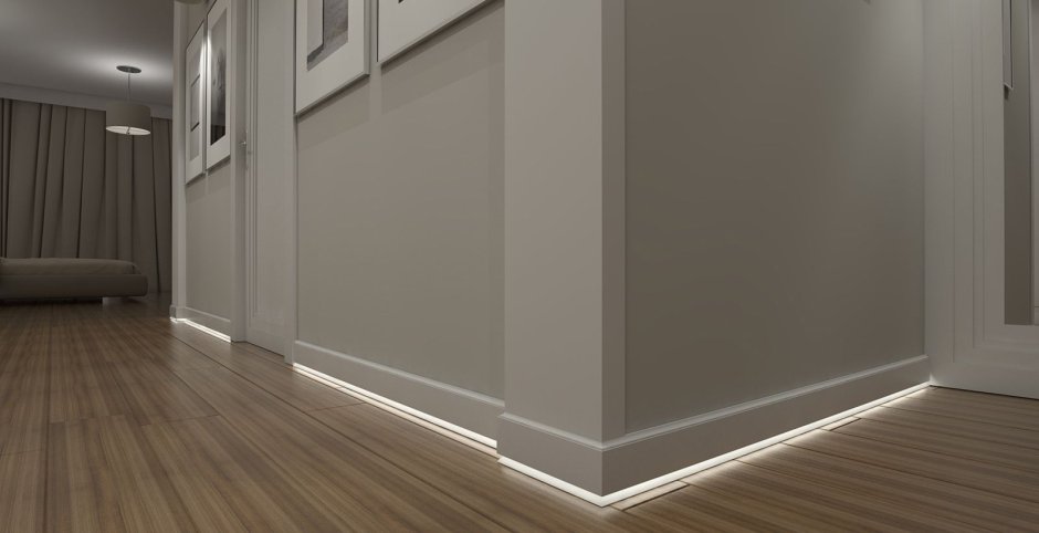 Плинтус с подсветкой в интерьере