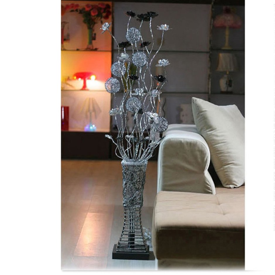 Светильник ваза с цветами напольная