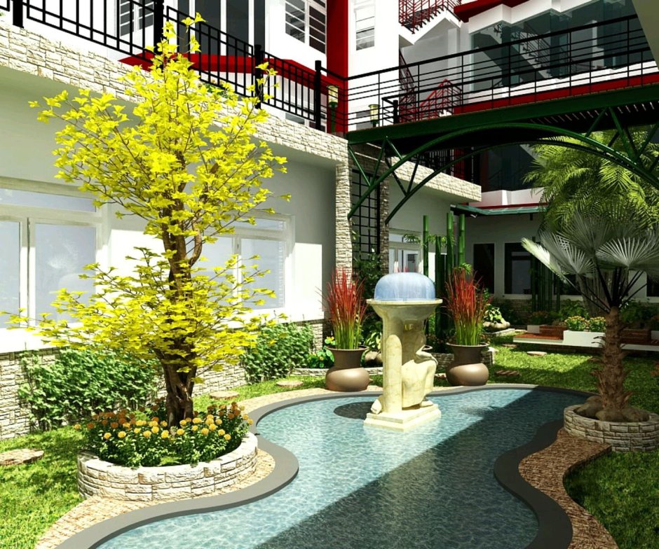 Озеленение сада в стиле Модерн